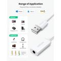 Ugreen US206 USB-A til 3.5mm lydadapter - hvit