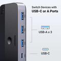 Ugreen USB 3.0 2-i-4-bryter 2x USB-A inn, 3x USB-A + 1x USB-C ut - Svart