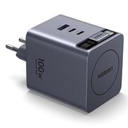 Ugreen X616 4-i-1 hurtiglader til veggmontering, 100W - med USB-C-kabel, USB-A-port og 2 USB-C-porter - grå