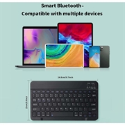 Ultratynt, stillegående Bluetooth-tastatur for PC, nettbrett, iPad, telefon, TV - svart