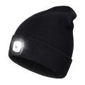 Unisex strikket lue med LED-lys - svart