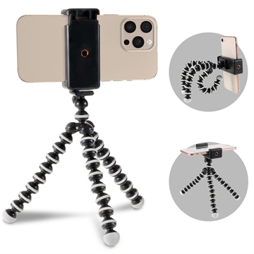 Universell Fleksibelt Smarttelefon Trebent Stativ - 60-85mm - Svart