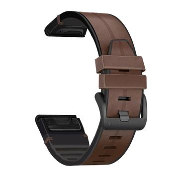 Universell Garmin 22 mm lær- og silikonrem - brun