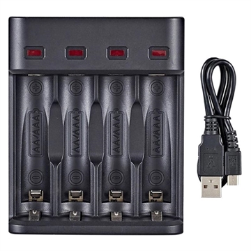 Universell Smart USB Batterilader BH-804U - 4x AA/AAA