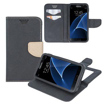 Smart & Fancy Universelt Smarttelefon Lommebok-deksel - 5.5" - Svart / Beige