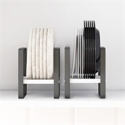 Oppreist tallerken- og skålholder i metall - størrelse L