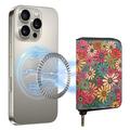 V16 Magnetisk kortholder med glidelås - MagSafe-kompatibel - fargerike blomster