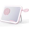 V22 3-i-1 MagSafe trådløs lader med LED-makeupspeil og nattlys - rosa