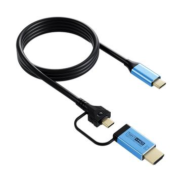 V292 4K 60 Hz USB-C til USB-C/HDMI 2.0 videokonverteringskabel - 2m - svart / blå
