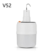 V52 Bærbar, oppladbar solcellelampe / LED-lampe for camping med 5-girs belysning og krok