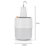 V52 Bærbar, oppladbar solcellelampe / LED-lampe for camping med 5-girs belysning og krok