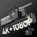 V56 GPS-sett med to dashcam-kameraer - 4K-kamera foran og 2K-kamera bak - svart