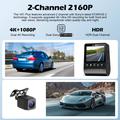 V61 4K/1080p dobbel dashcam - 5.8GHz Wi-Fi, HDR-nattesyn, superkondensator - svart