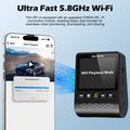 V61 4K/1080p dobbel dashcam - 5.8GHz Wi-Fi, HDR-nattesyn, superkondensator - svart