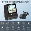 V61 4K/1080p dobbel dashcam - 5.8GHz Wi-Fi, HDR-nattesyn, superkondensator - svart