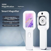 V8 500X håndholdt digitalt forstørrelsesglass med LED-belysning - hvit