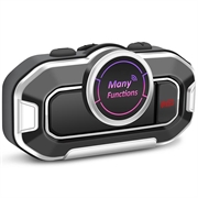V9 motorsykkelhjelm/Bluetooth 5.0-hodesett - FM-radio, to mikrofoner, automatisk svar - svart
