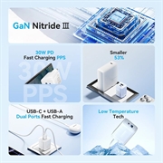 Vention FEQ 30W GaN hurtiglader for vegg - hvit