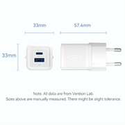 Vention FEQ 30W GaN hurtiglader for vegg - hvit