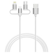 Verbatim Essentials 3-i-1-kabel - USB-A til Micro-B, USB-C, Lightning - 18W, 1m - hvit