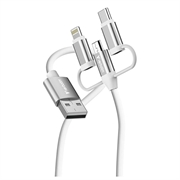 Verbatim Essentials 3-i-1-kabel - USB-A til Micro-B, USB-C, Lightning - 18W, 1m - hvit