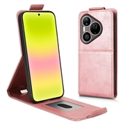 Huawei Pura 90 Pro Max vertikalt flip-etui med stativ - Roségull
