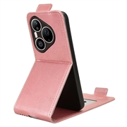 Huawei Pura 90 Pro Max vertikalt flip-etui med stativ - Roségull