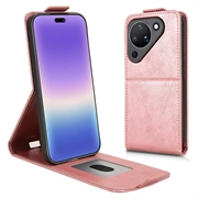 Huawei Pura 90 vertikalt flip-etui med stativ - Roségull