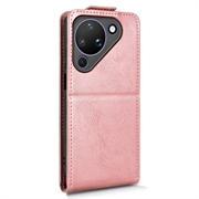 Huawei Pura 90 vertikalt flip-etui med stativ - Roségull