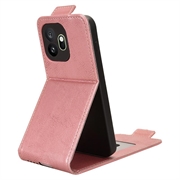 OnePlus 15T vertikalt flip-etui med stativ - Roségull
