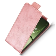 OnePlus 15T vertikalt flip-etui med stativ - Roségull