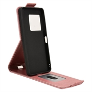 Sony Xperia 1 VIII vertikalt flip-etui med stativ - Roségull