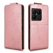 Sony Xperia 1 VIII vertikalt flip-etui med stativ - Roségull