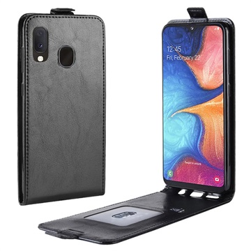 Samsung Galaxy A20e Vertikalt Flip-etui med Kortluke - Svart
