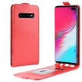Samsung Galaxy S10 5G Vertikalt Flipp-etui med Kortluke - Rød