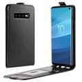 Samsung Galaxy S10 Vertikalt Flip-etui med Kortluke - Svart