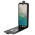 Nokia C32 Vertikalt Flip-Deksel med Kortlomme - Svart