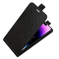 iPhone 15 Pro Vertikalt Flip-Etui med Kortluke - Svart