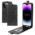 iPhone 15 Pro Max Vertikalt Flip-Deksel med Kortlomme - Svart