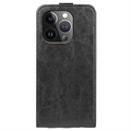 iPhone 15 Pro Max Vertikalt Flip-Deksel med Kortlomme - Svart