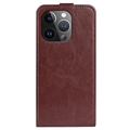 iPhone 15 Pro Max Vertikalt Flip-Deksel med Kortlomme - Brun