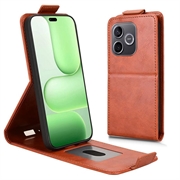 Honor 600 Lite vertikalt flip-etui med stativ - Brun