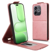 Honor 600 Lite vertikalt flip-etui med stativ - Roségull