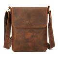 Vertikal skulderveske / crossbody-veske i skinn for menn – kaffefarget