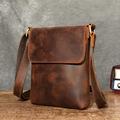Vertikal skulderveske / crossbody-veske i skinn for menn – kaffefarget