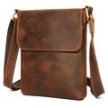 Vertikal skulderveske / crossbody-veske i skinn for menn – kaffefarget