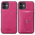 Vili T iPhone 12/12 Pro Deksel med Magnetic Lommebok - Varm Rosa