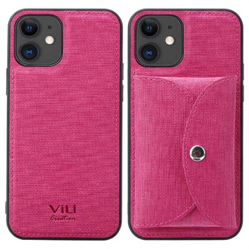Vili T iPhone 12/12 Pro Deksel med Magnetic Lommebok - Varm Rosa