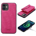 Vili T iPhone 12/12 Pro Deksel med Magnetic Lommebok - Varm Rosa