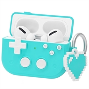 AirPods Pro 3 Vintage spillkonsoll-stil plast-deksel med hjerteanheng - blå